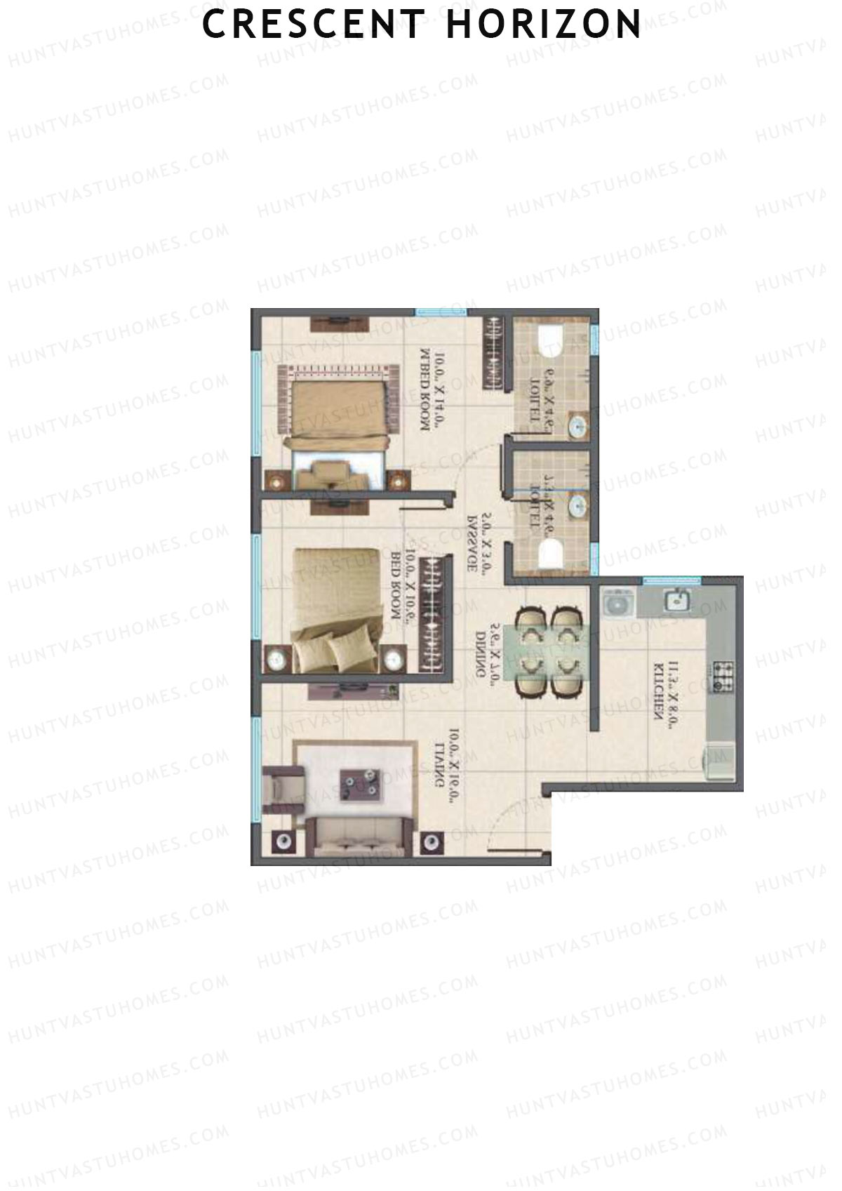 Crescent Horizon Wing A Unit 2 Floor Plan