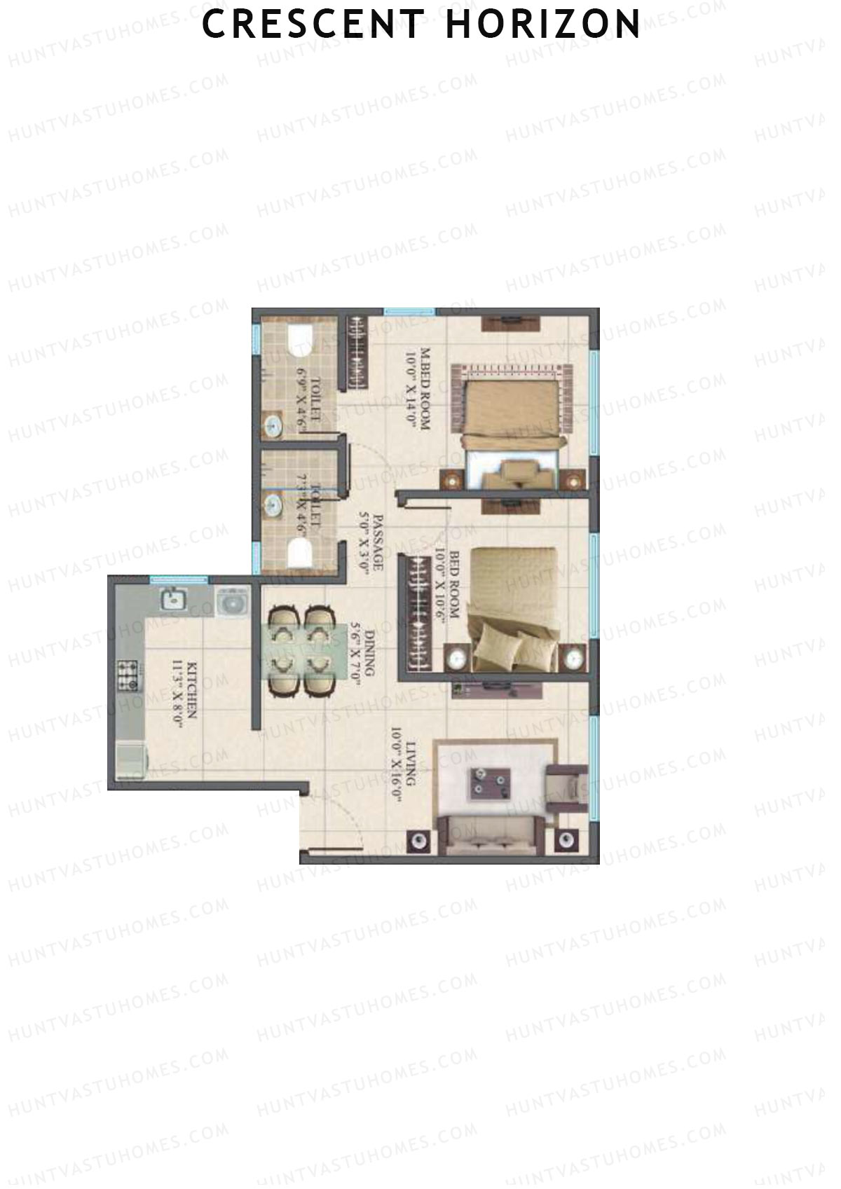 Crescent Horizon Wing A Unit 3 Floor Plan