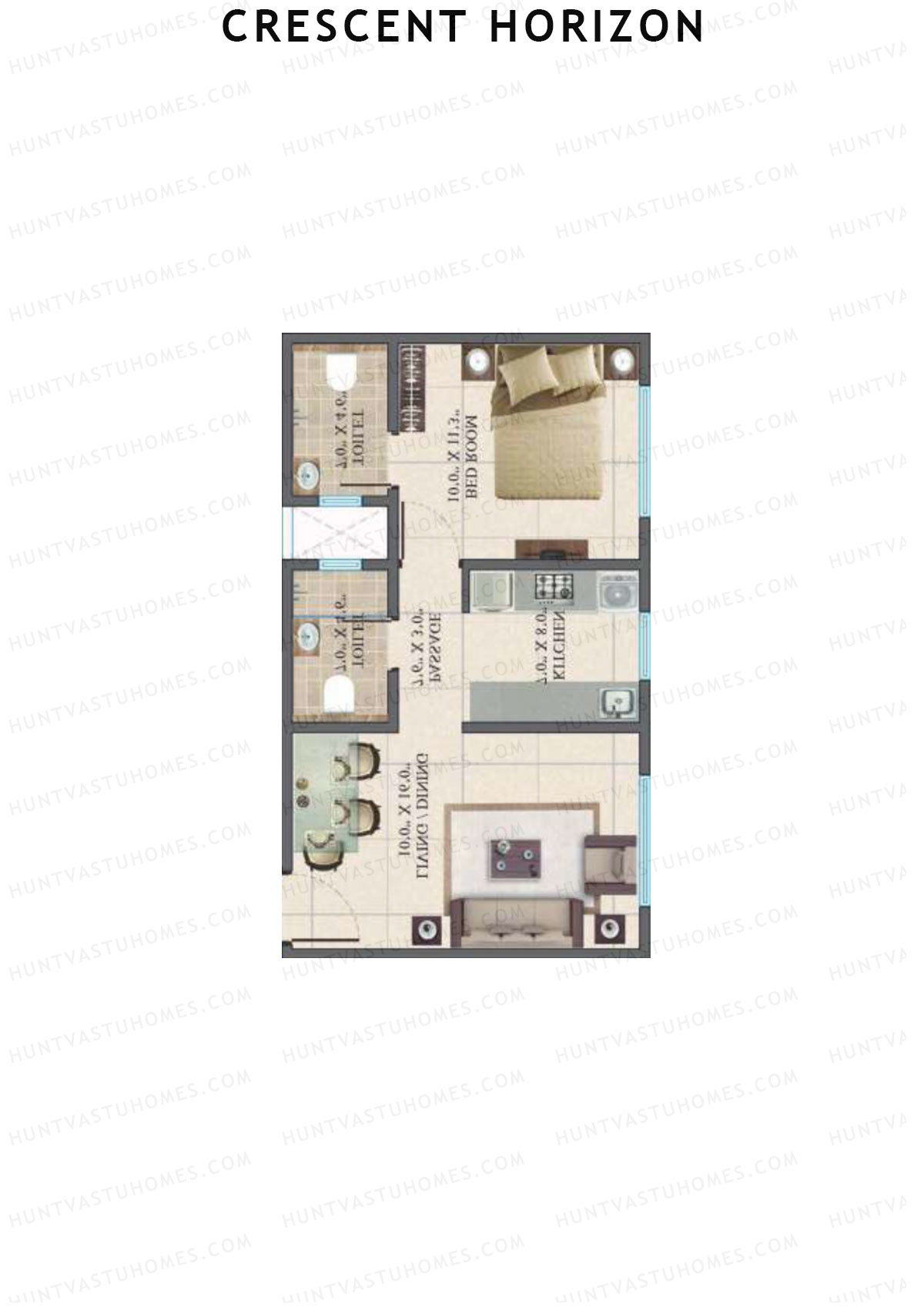Crescent Horizon Wing B Unit 4 Floor Plan