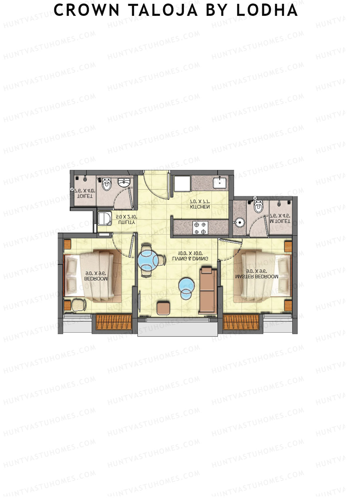 Crown Taloja by Lodha, Tower A, Unit 11, 2BHK, Carpet Area 479   sq ft 