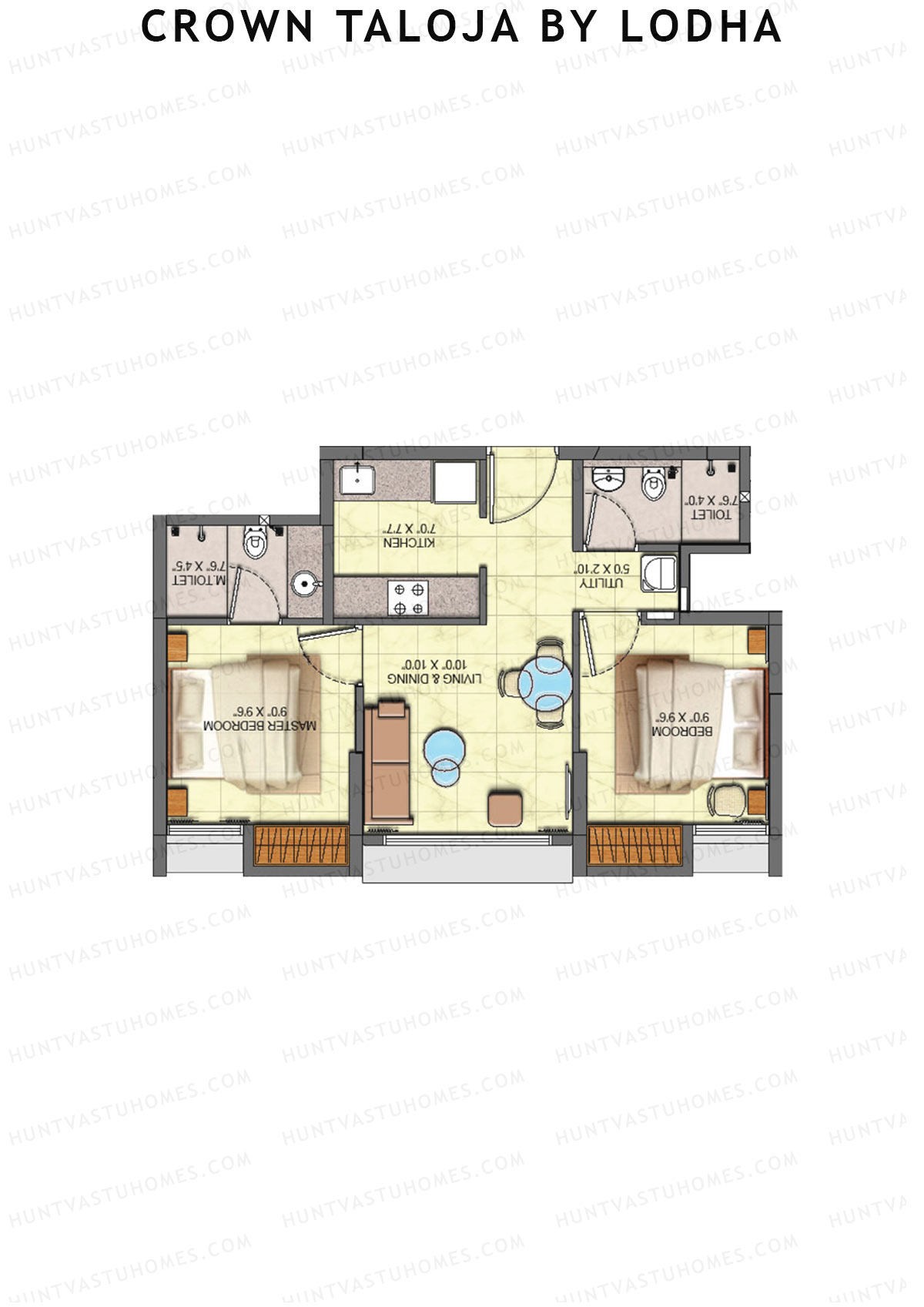 Crown Taloja by Lodha, Tower A, Unit 12, 2BHK, Carpet Area 479   sq ft 