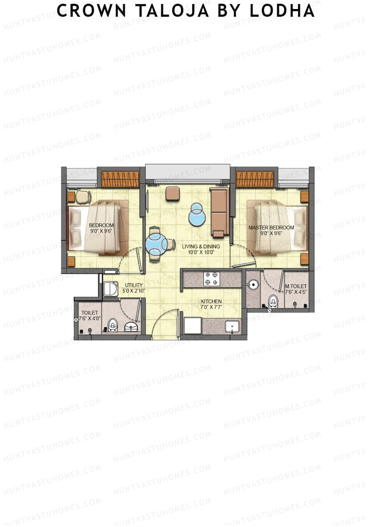 Crown Taloja by Lodha, Tower A, Unit 6, 2BHK, Carpet Area 479   sq ft 