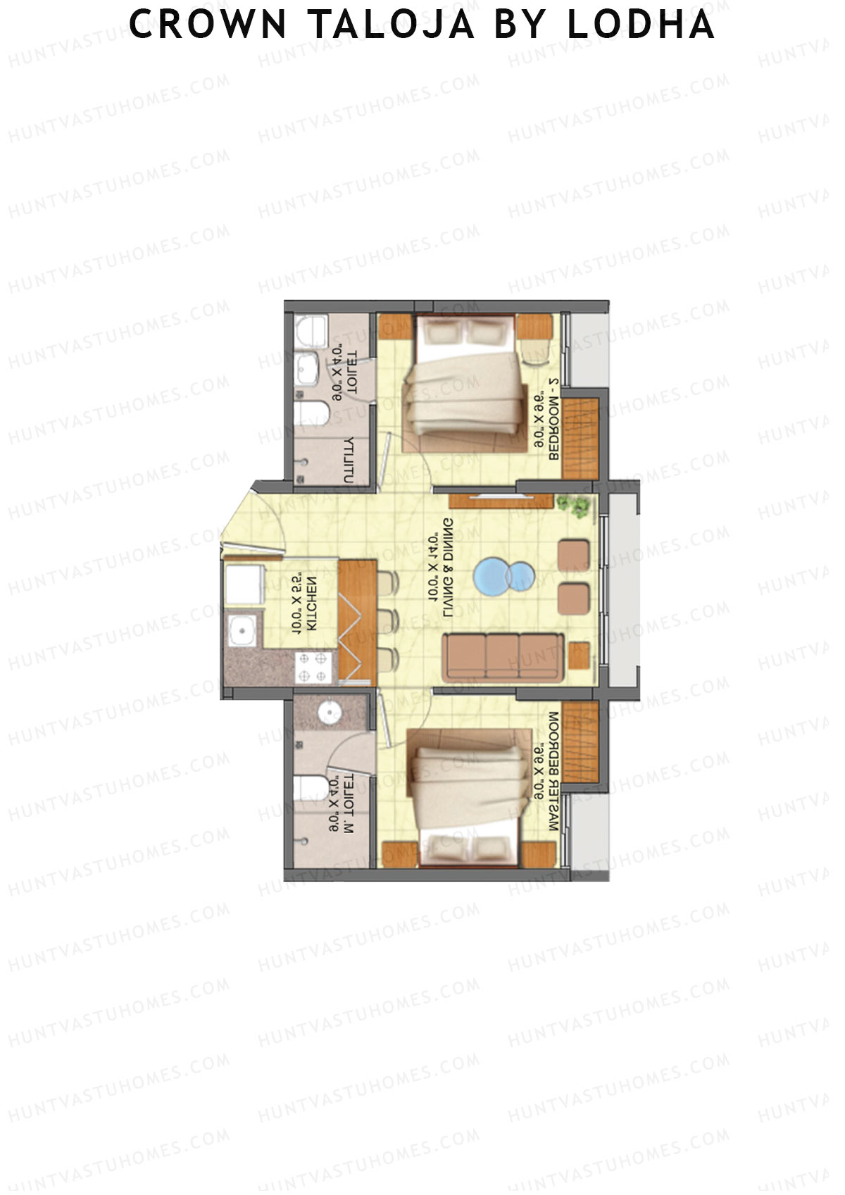 Crown Taloja by Lodha, Tower G, Unit 11, 2BHK, Carpet Area 470   sq ft 