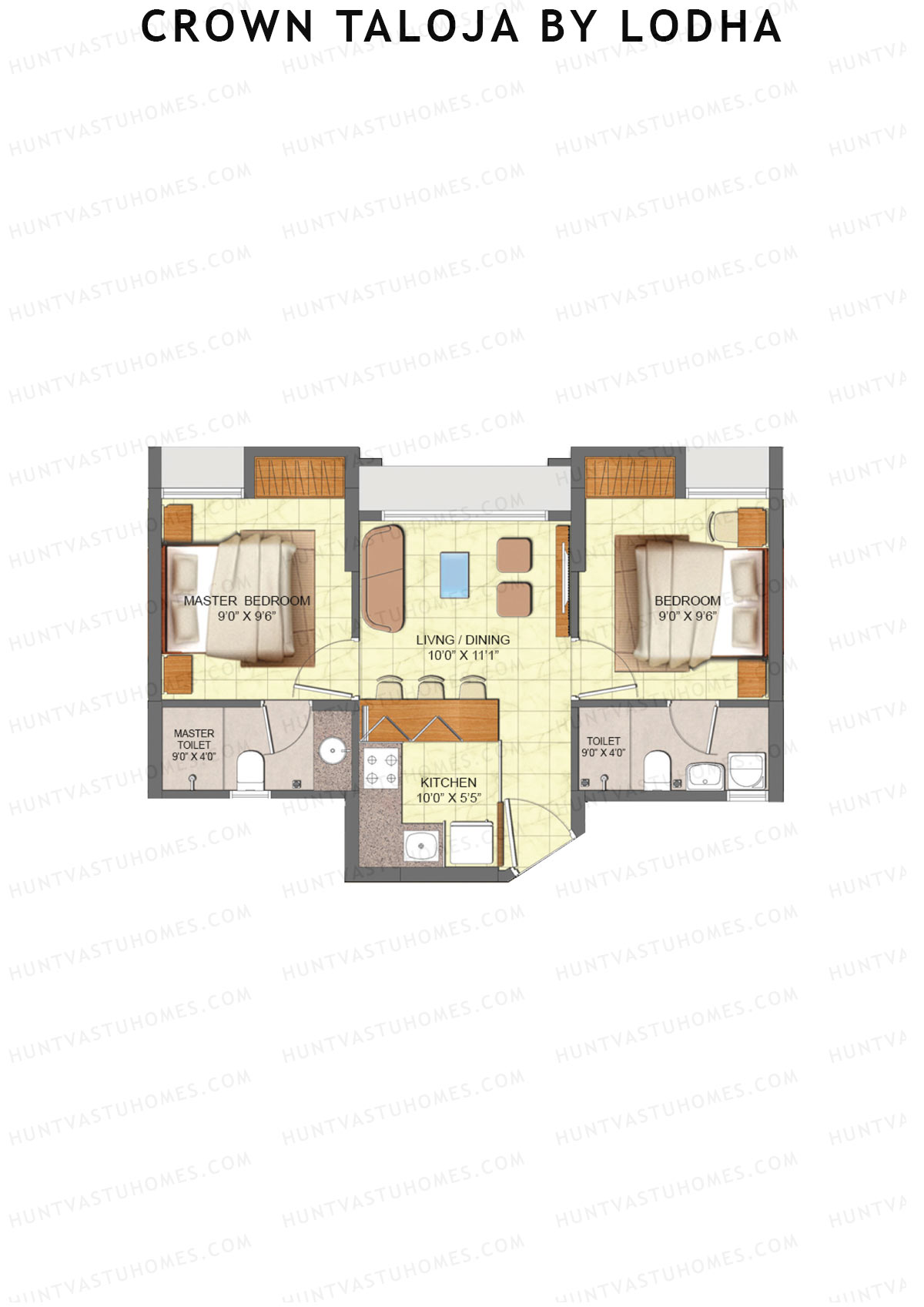 Crown Taloja by Lodha, Tower G, Unit 1, 2BHK, Carpet Area 435   sq ft 