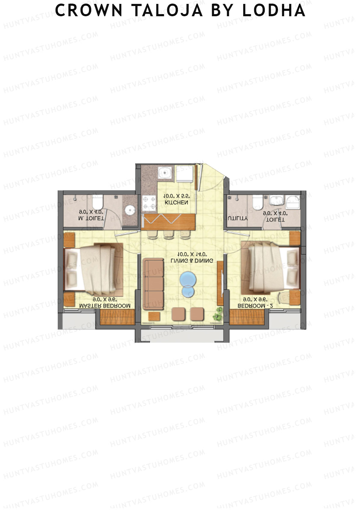 Crown Taloja by Lodha, Tower G, Unit 4, 2BHK, Carpet Area 470   sq ft 