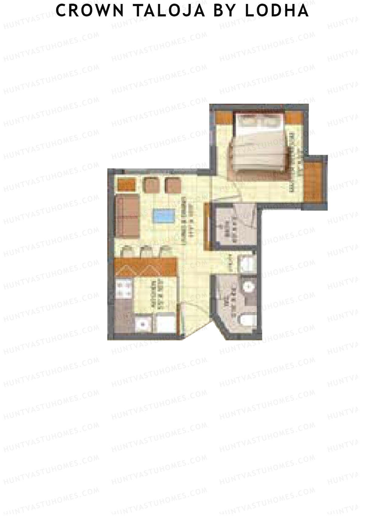 Crown Taloja by Lodha, Tower G, Unit 7, 1BHK, Carpet Area 322   sq ft 
