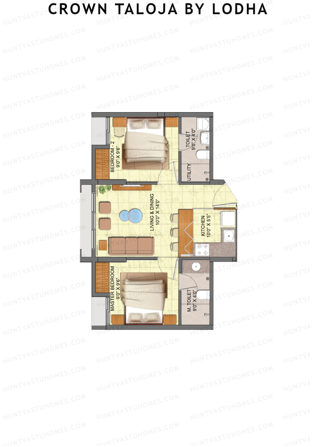 Crown Taloja by Lodha, Tower G, Unit 8, 2BHK, Carpet Area 470   sq ft 