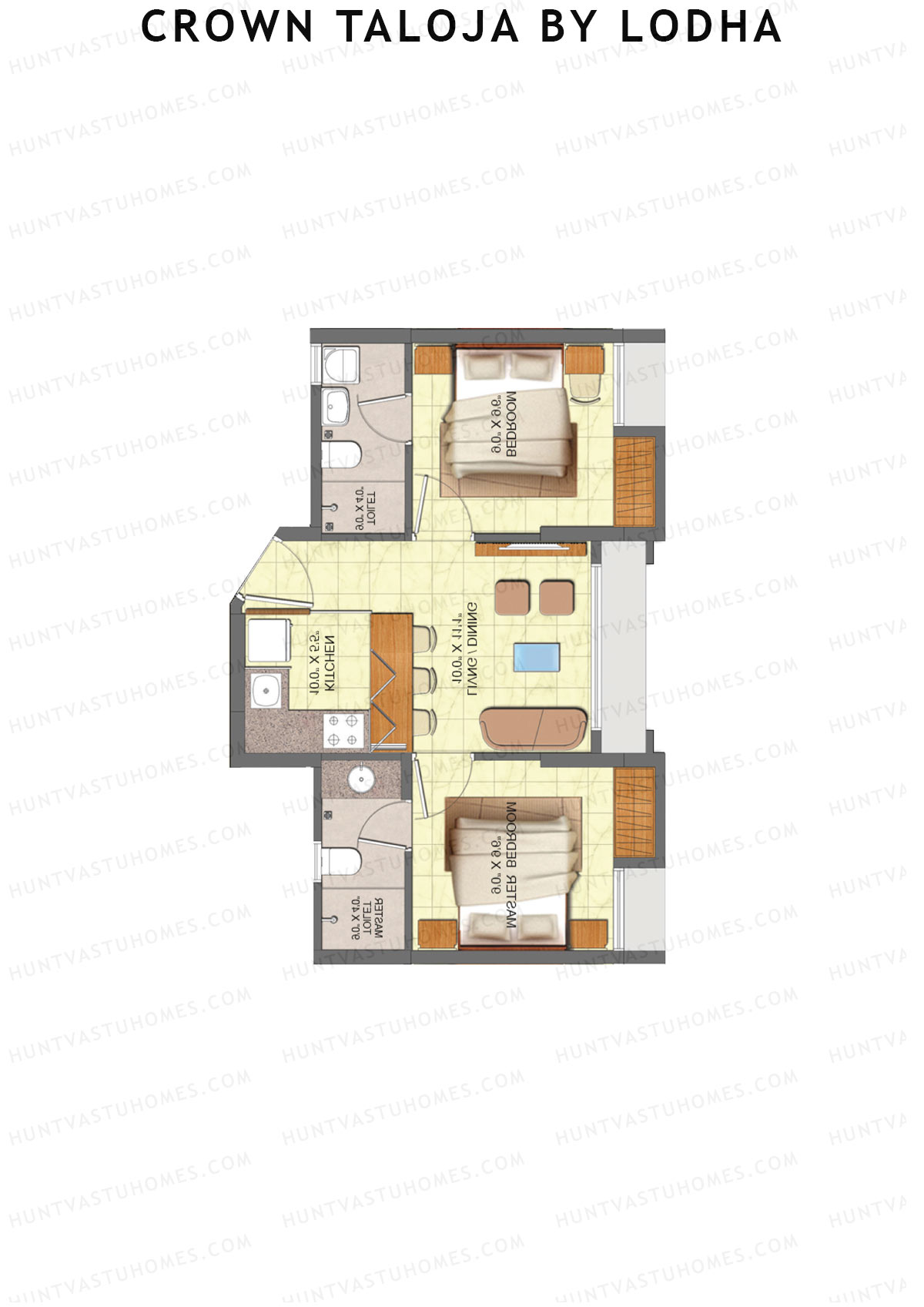 Crown Taloja by Lodha, Tower H, Unit 10, 2BHK, Carpet Area 435   sq ft 