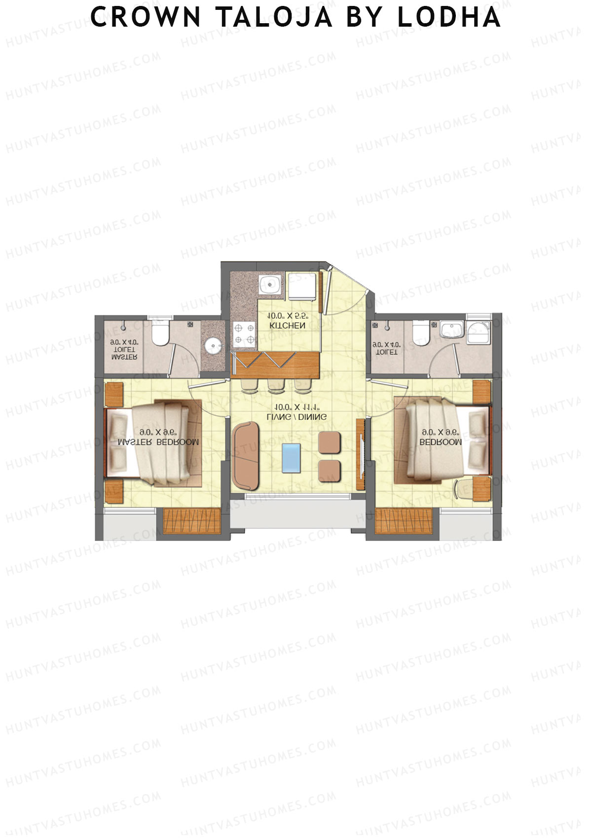 Crown Taloja by Lodha, Tower H, Unit 4, 2BHK, Carpet Area 435   sq ft 