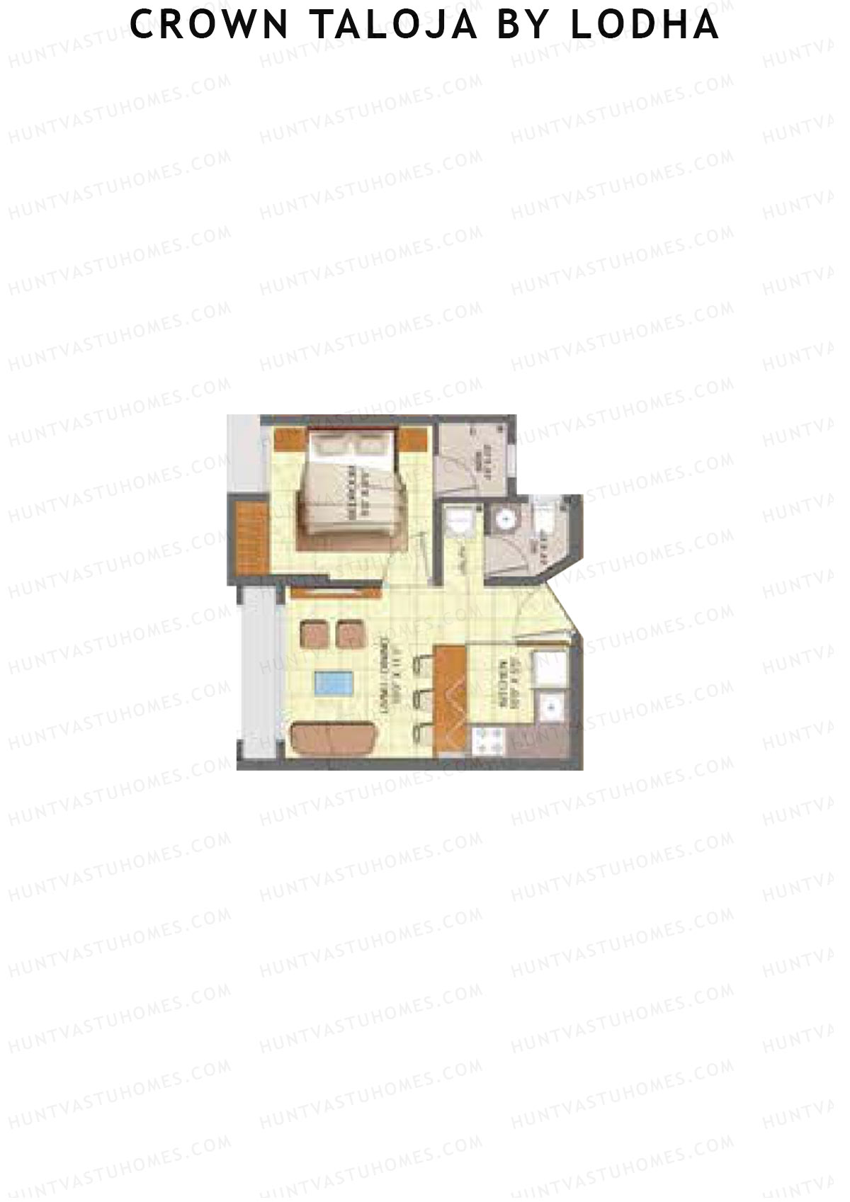 Crown Taloja by Lodha, Tower H, Unit 5, 1BHK, Carpet Area 316   sq ft 