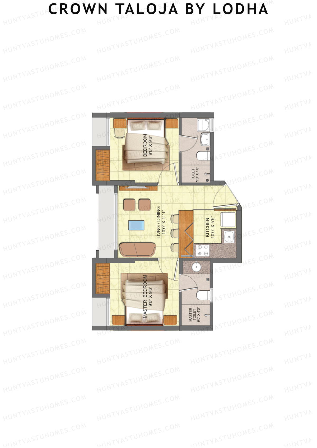 Crown Taloja by Lodha, Tower H, Unit 6, 2BHK, Carpet Area 435   sq ft 