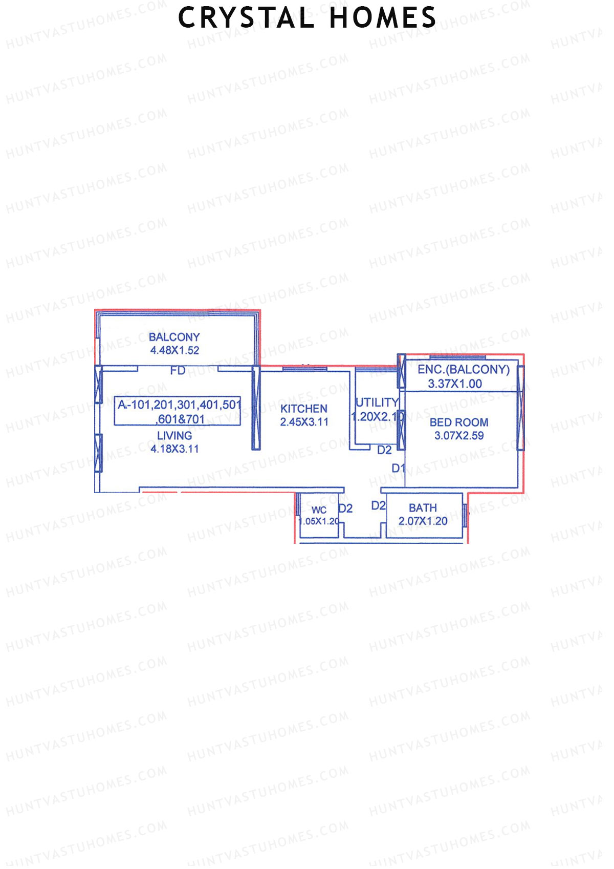 Crystal Homes Tower A Unit 1 Floor Plan