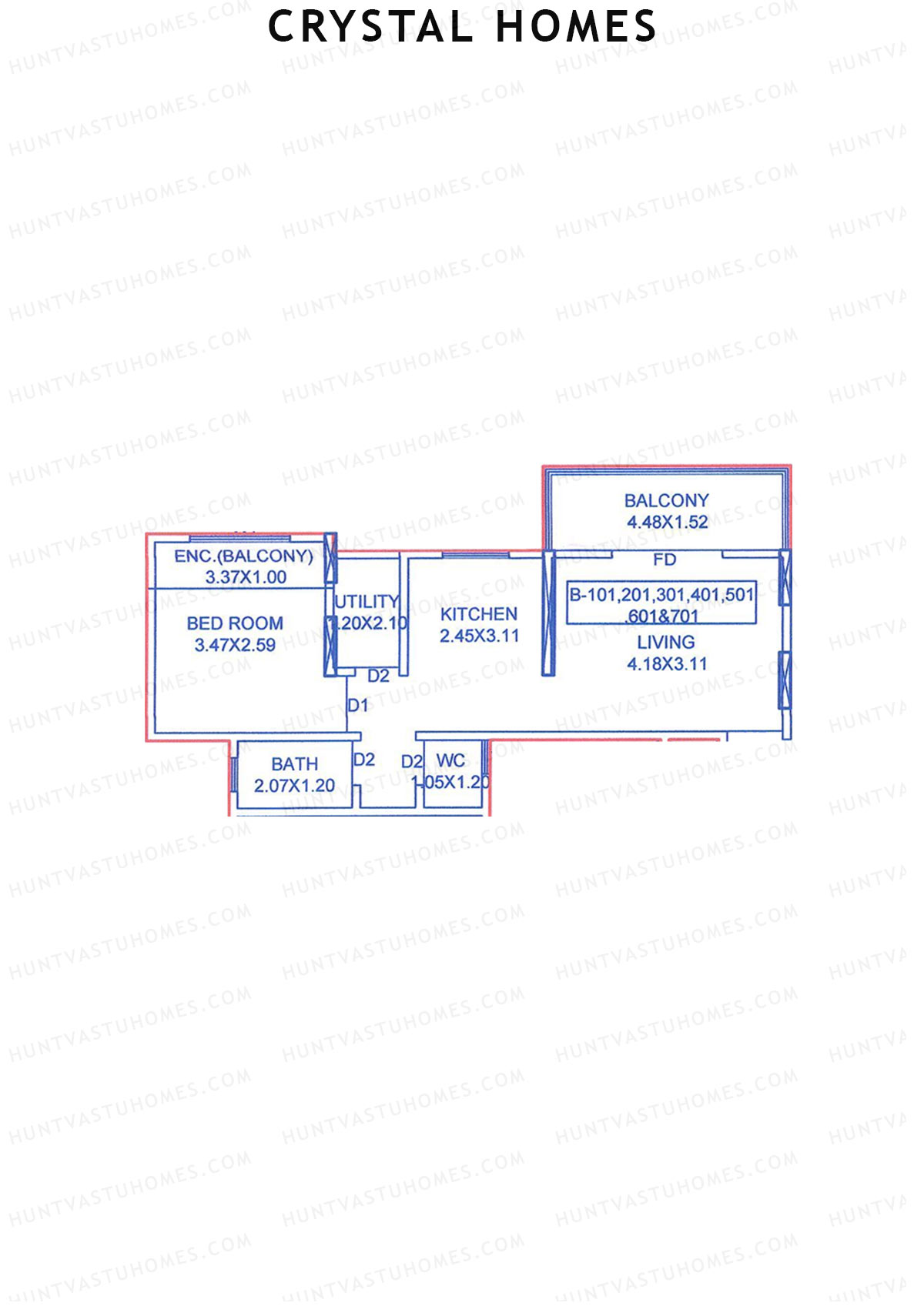 Crystal Homes Tower B Unit 1 Floor Plan
