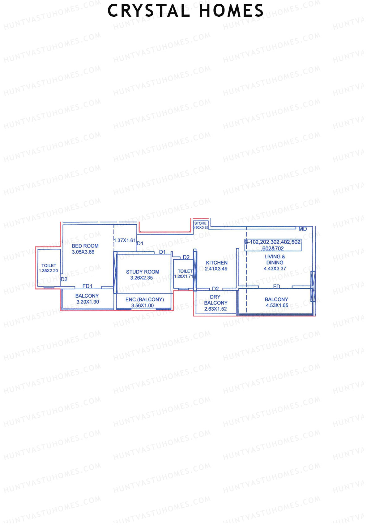 Crystal Homes Tower B Unit 2 Floor Plan