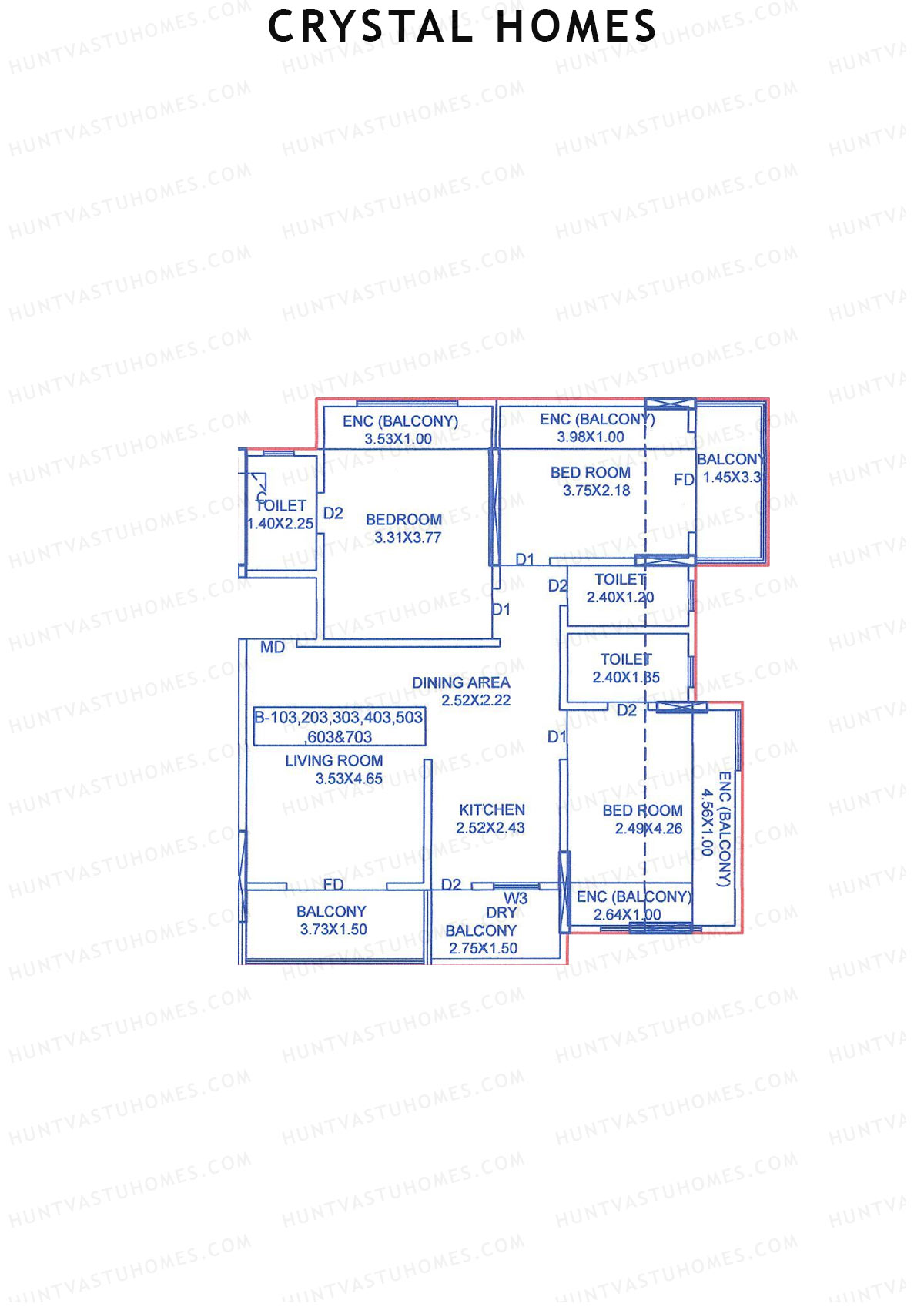 Crystal Homes Tower B Unit 3 Floor Plan