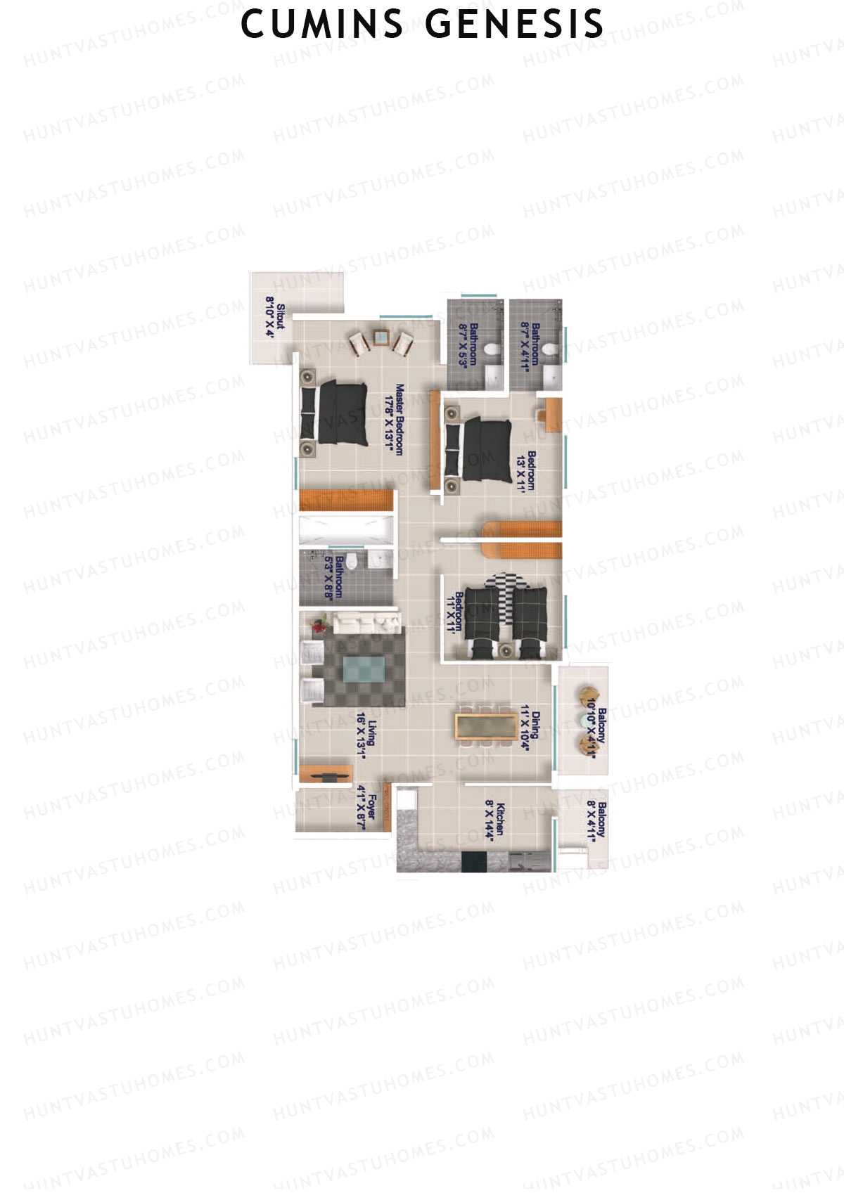 Cumins Genesis Block A Unit 1 Floor Plan