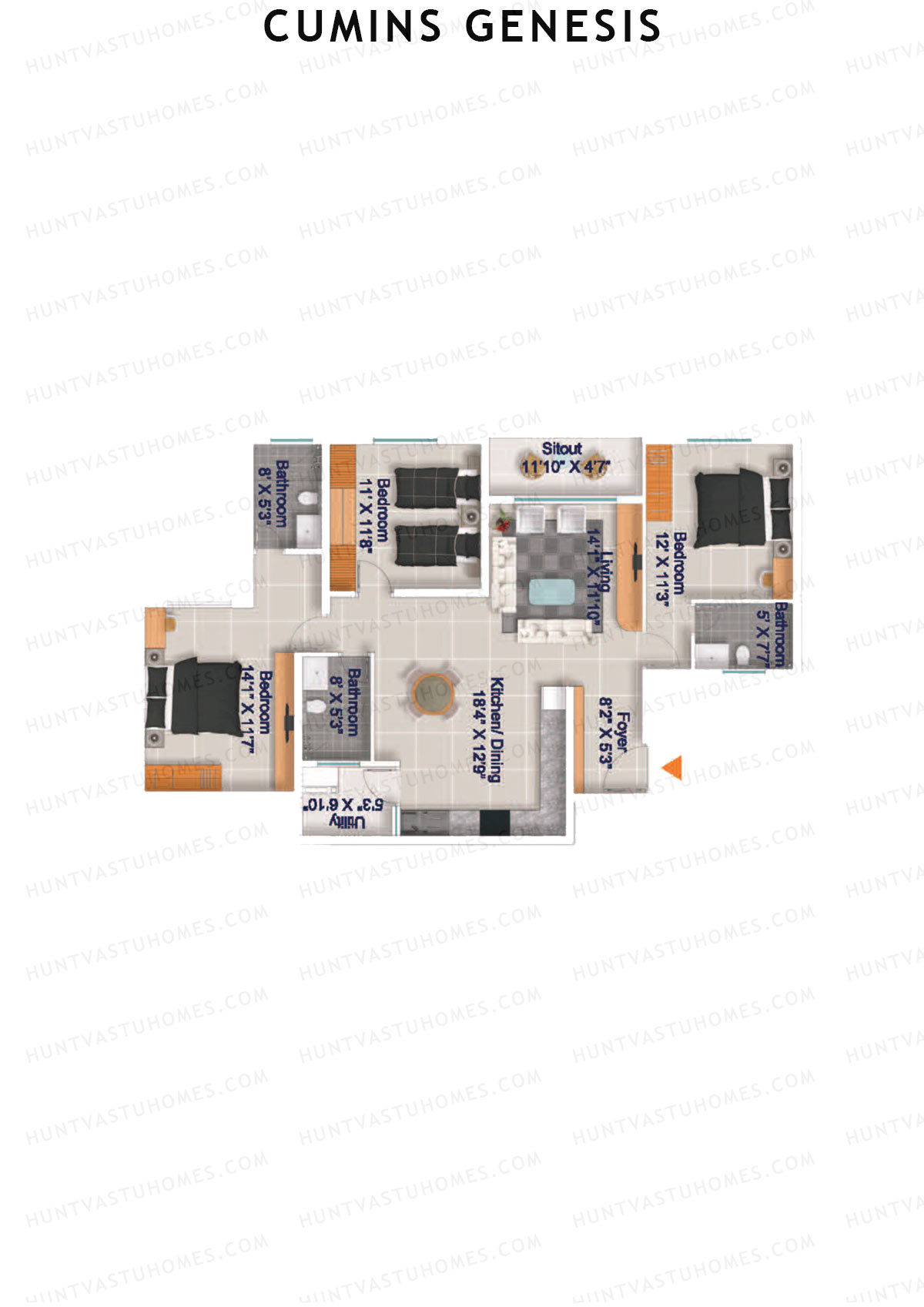 Cumins Genesis Block A Unit 3 Floor Plan