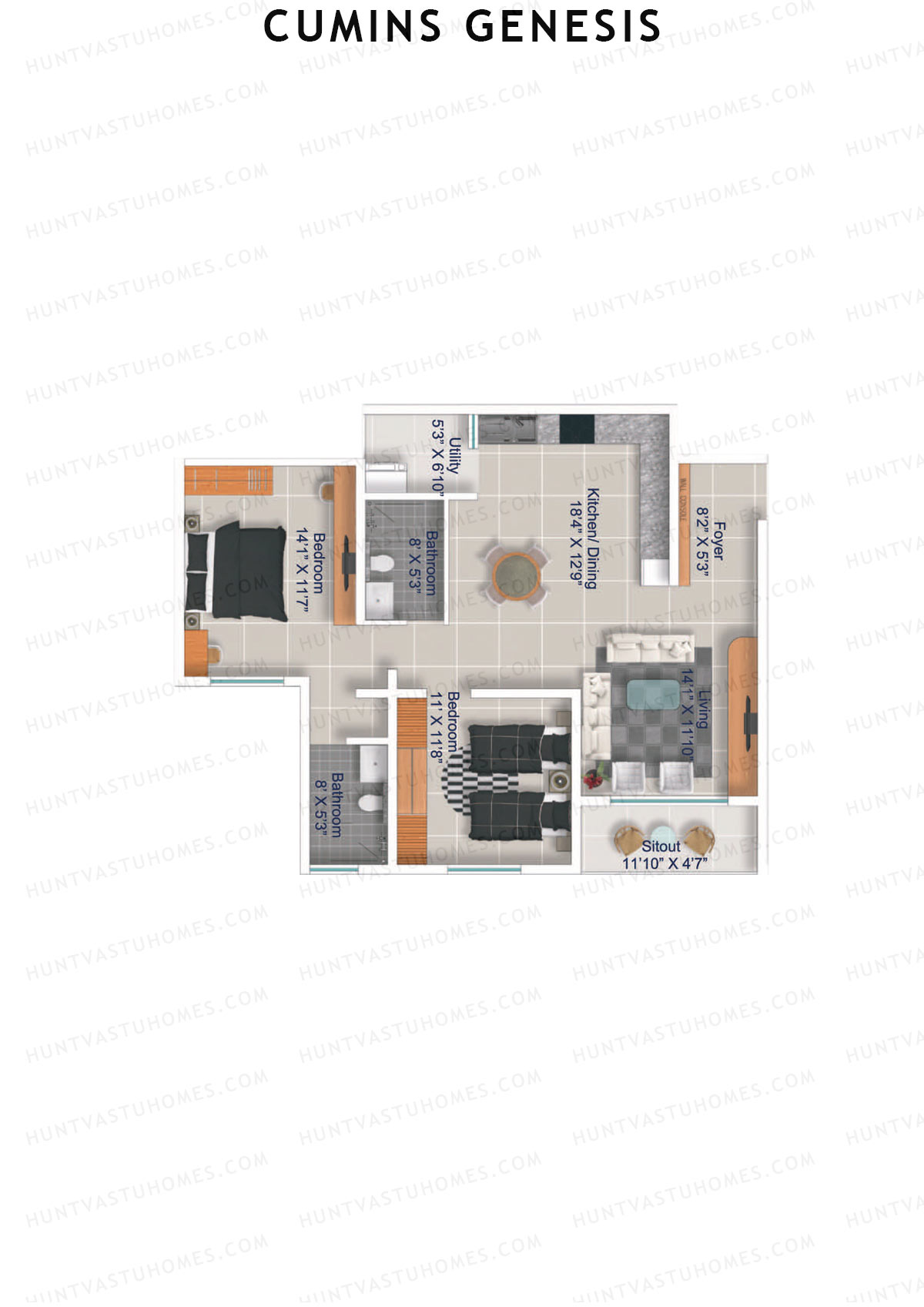 Cumins Genesis Block A Unit 4  Floor Plan