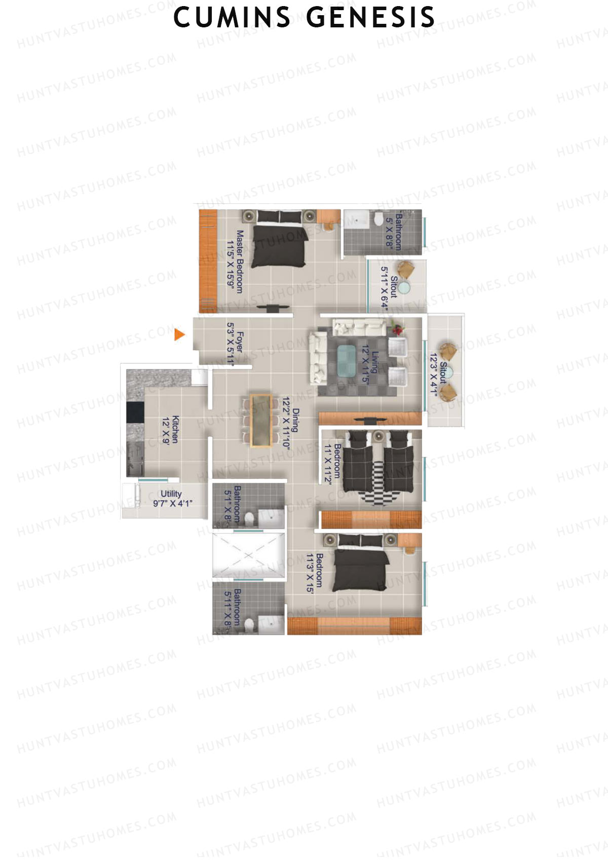Cumins Genesis Block B Unit 18 Floor Plan