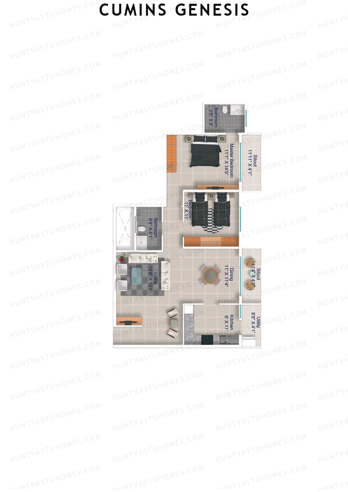 Cumins Genesis Block B Unit 22 Floor Plan
