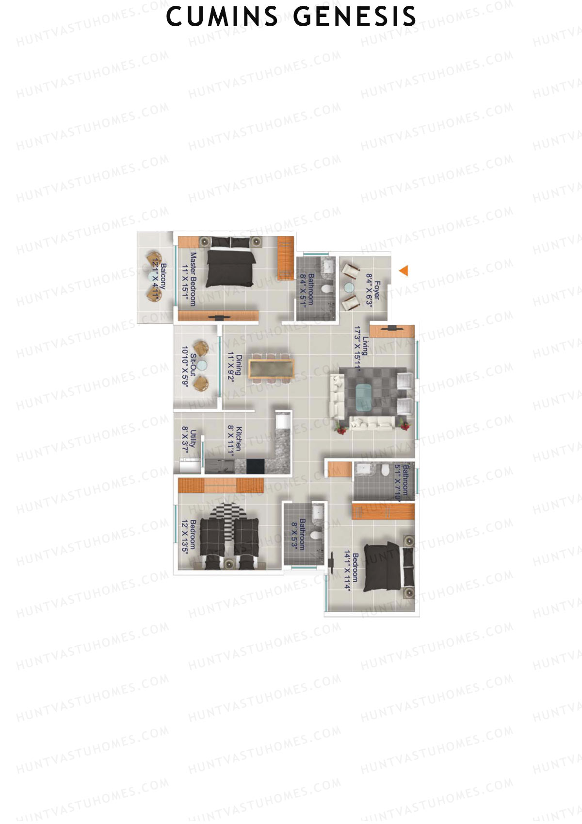Cumins Genesis Block C Unit 15 Floor Plan
