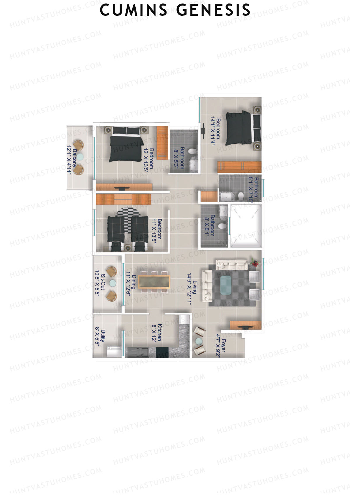 Cumins Genesis Block D Unit 12 Floor Plan