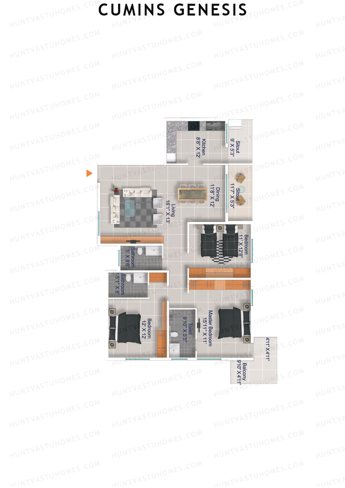 Cumins Genesis Block E Unit 5 Floor Plan