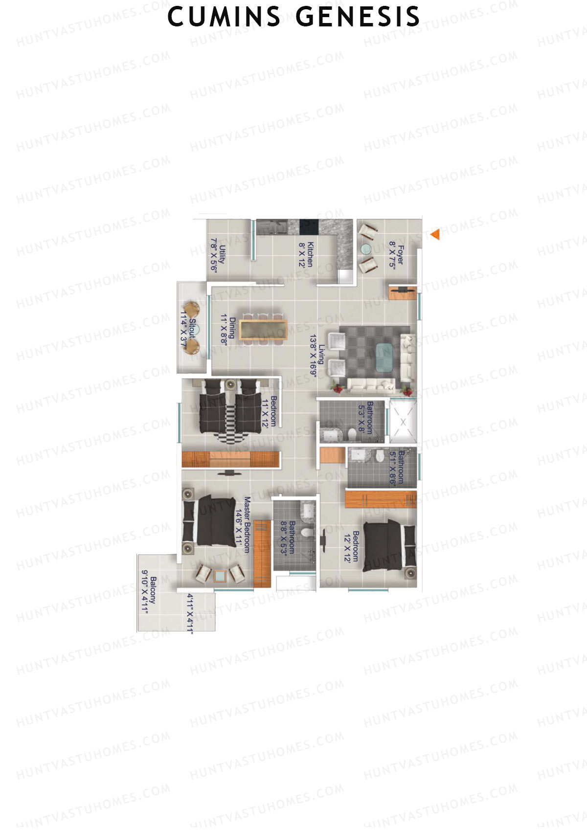 Cumins Genesis Block E Unit 7 Floor Plan