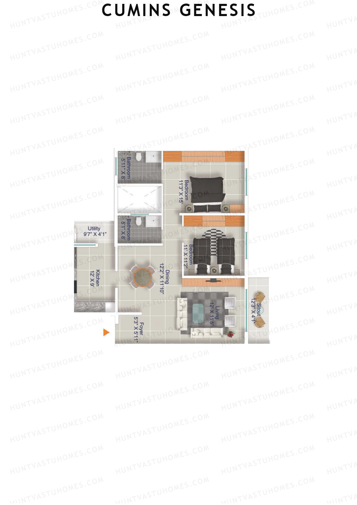 Cumins Genesis Block E Unit 9 Floor Plan