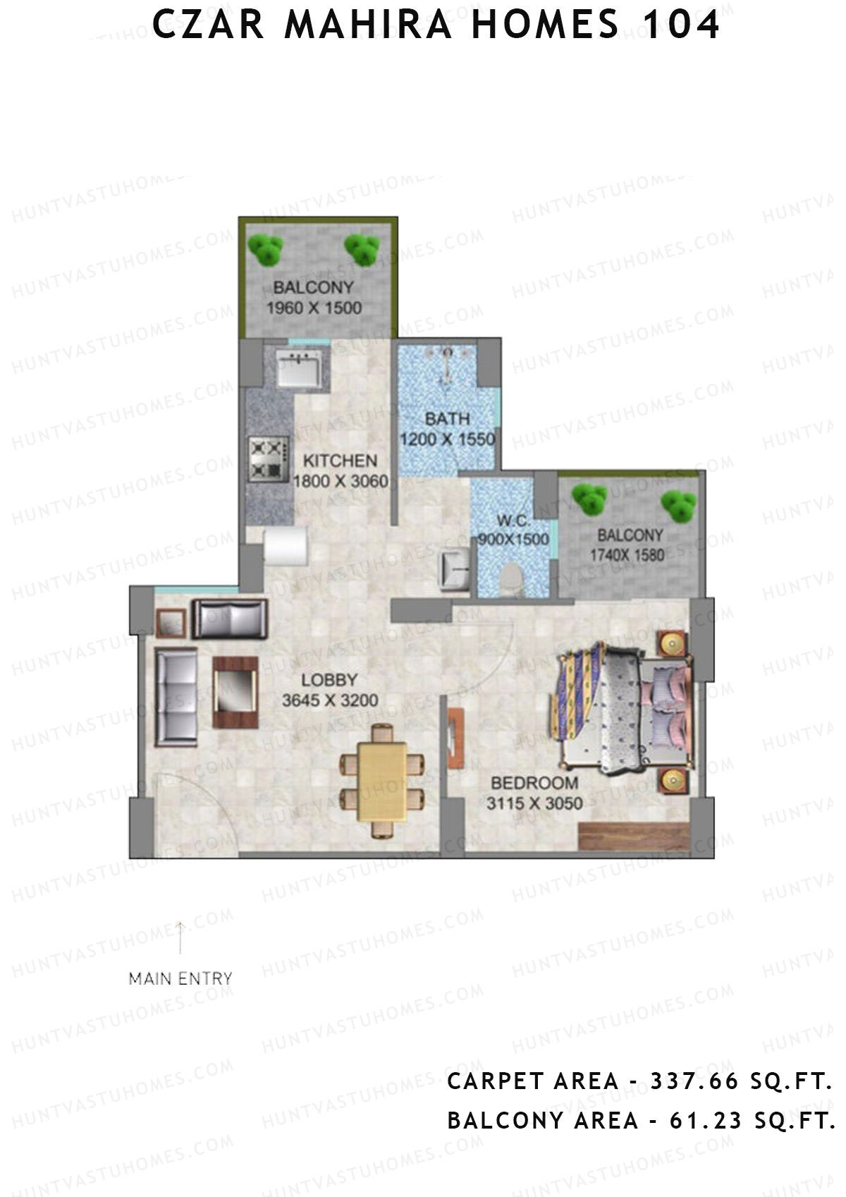 Czar Mahira Homes 104 Tower 8 Unit 1, 3, 11 Floor Plan