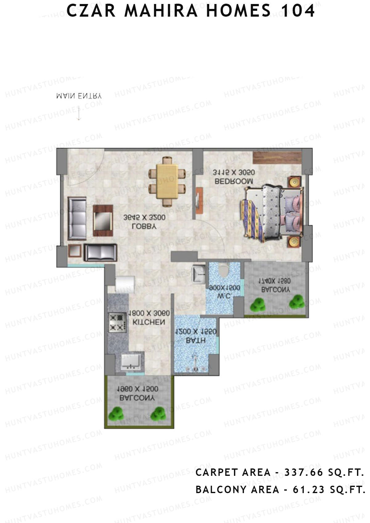 Czar Mahira Homes 104 Tower 8 Unit 4, 6, 8 Floor Plan