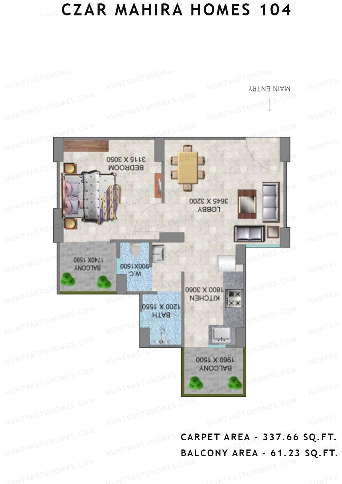 Czar Mahira Homes 104 Tower 8 Unit 5, 7, 9 Floor Plan