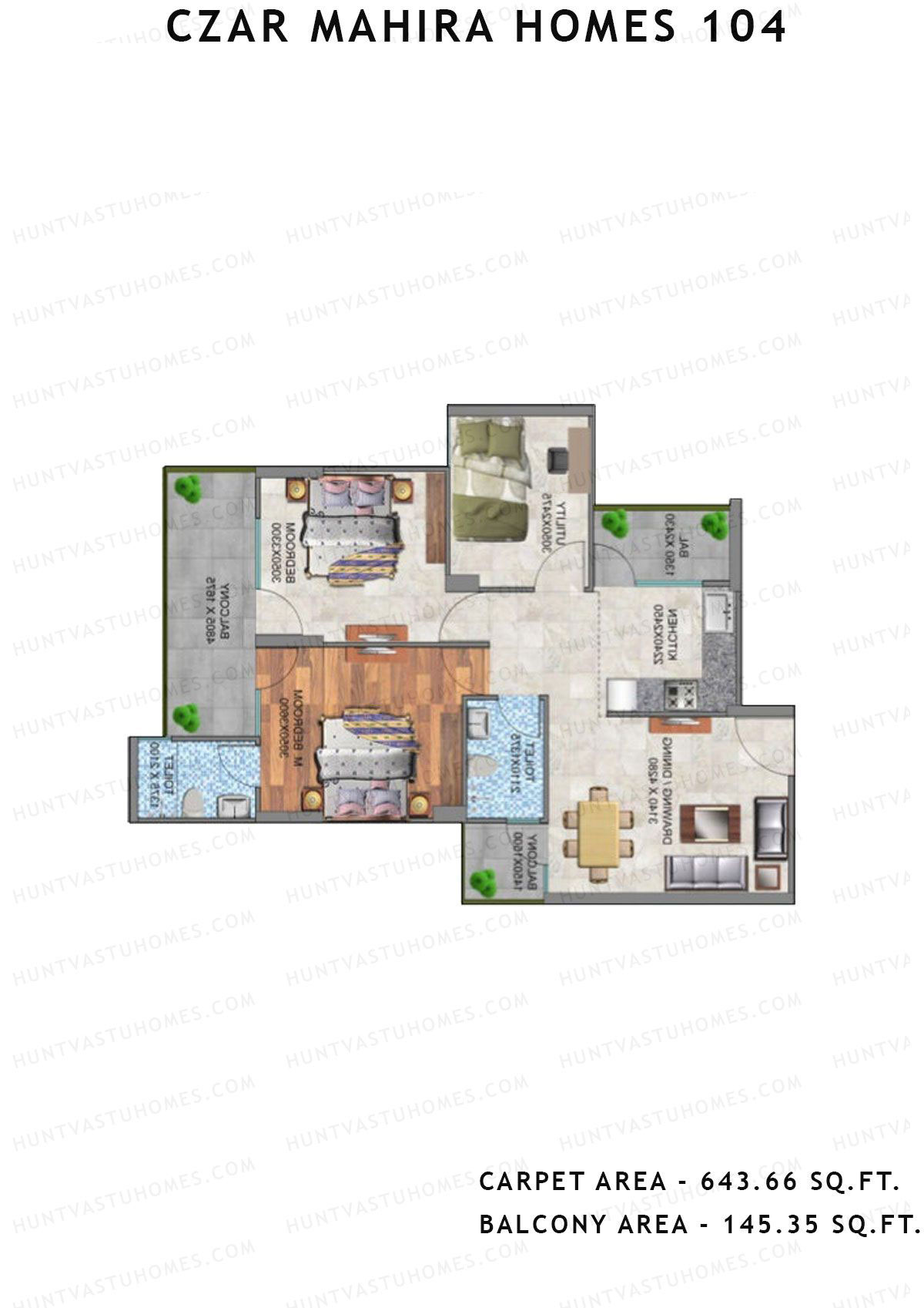 Czar Mahira Homes 104 Tower 1 Unit 8 (Type 1) Floor Plan