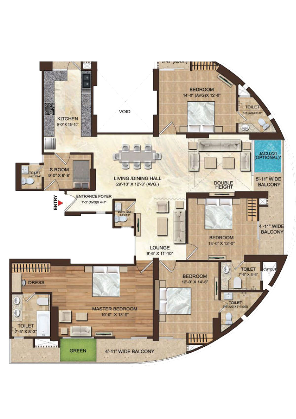 Dasnac Burj Noida Tower 1 Unit 1 (A, B) Floor Plan