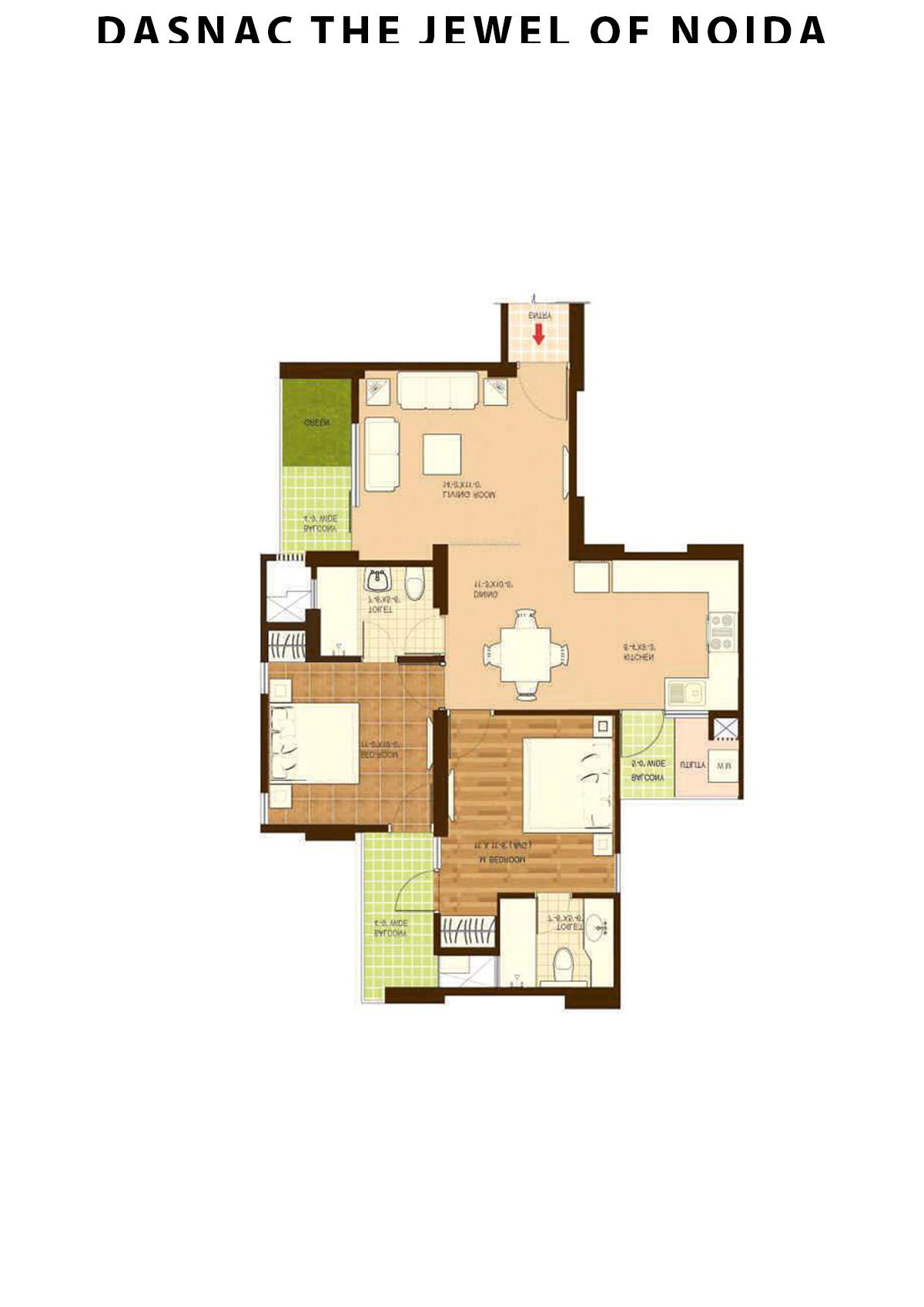 Dasnac The Jewel Of Noida Tower D Unit 3 Floor Plan