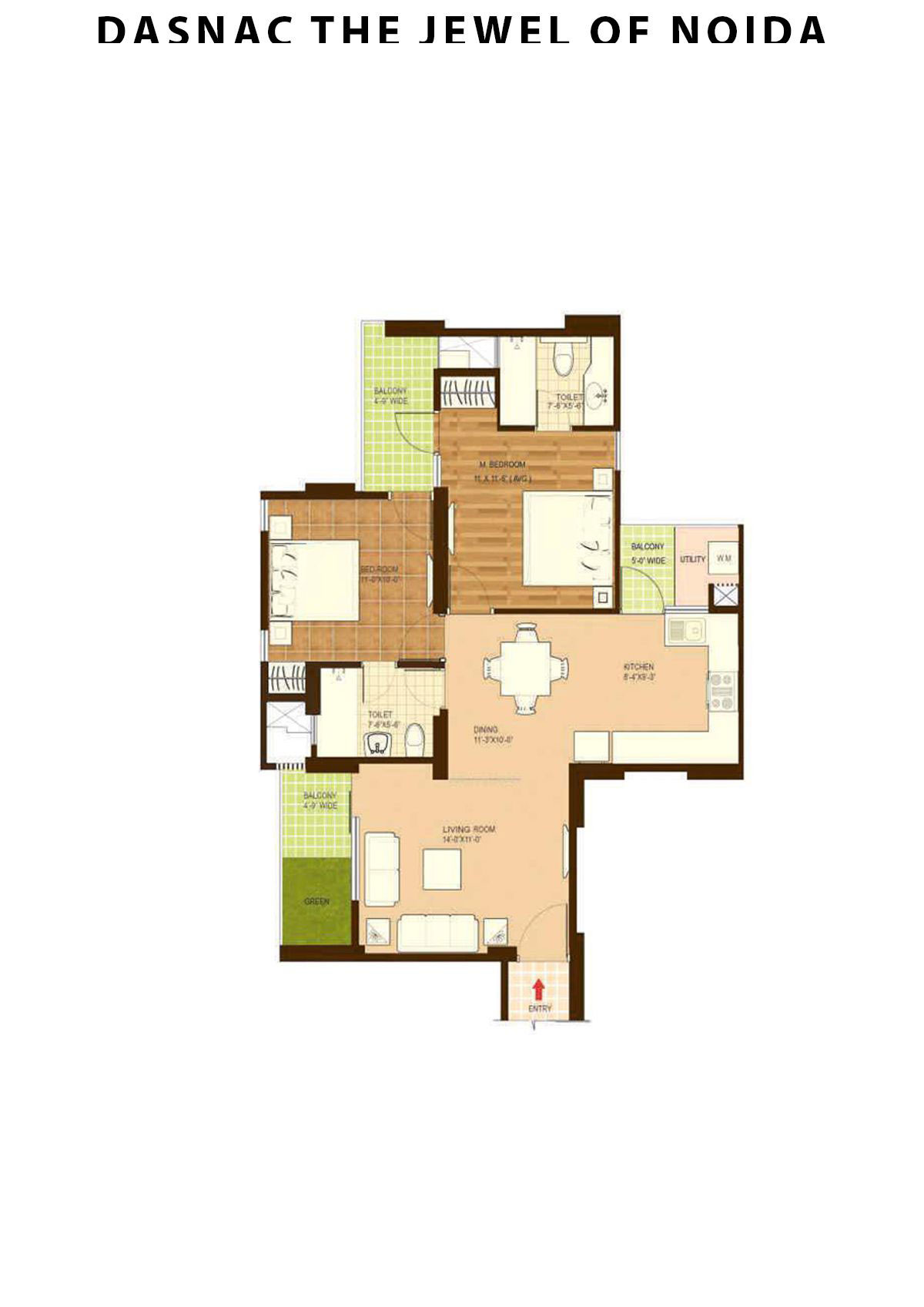 Dasnac The Jewel Of Noida Tower D Unit 4 Floor Plan