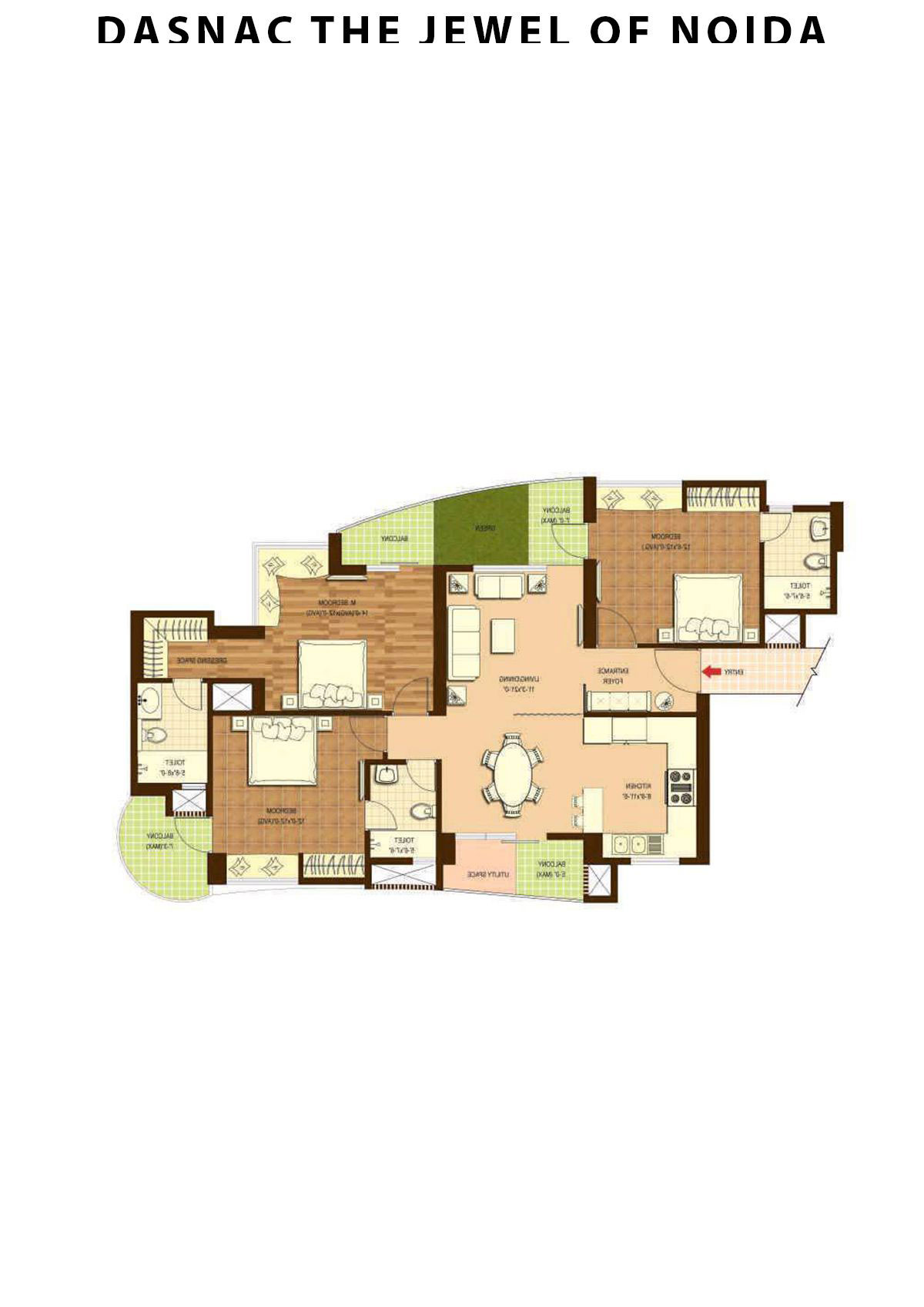 Dasnac The Jewel Of Noida Tower B Unit 1 Floor Plan
