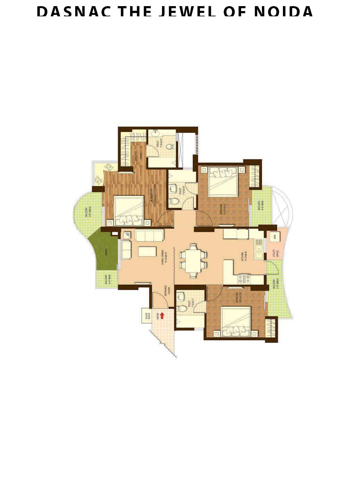 Dasnac The Jewel Of Noida Tower C Unit 1 Floor Plan
