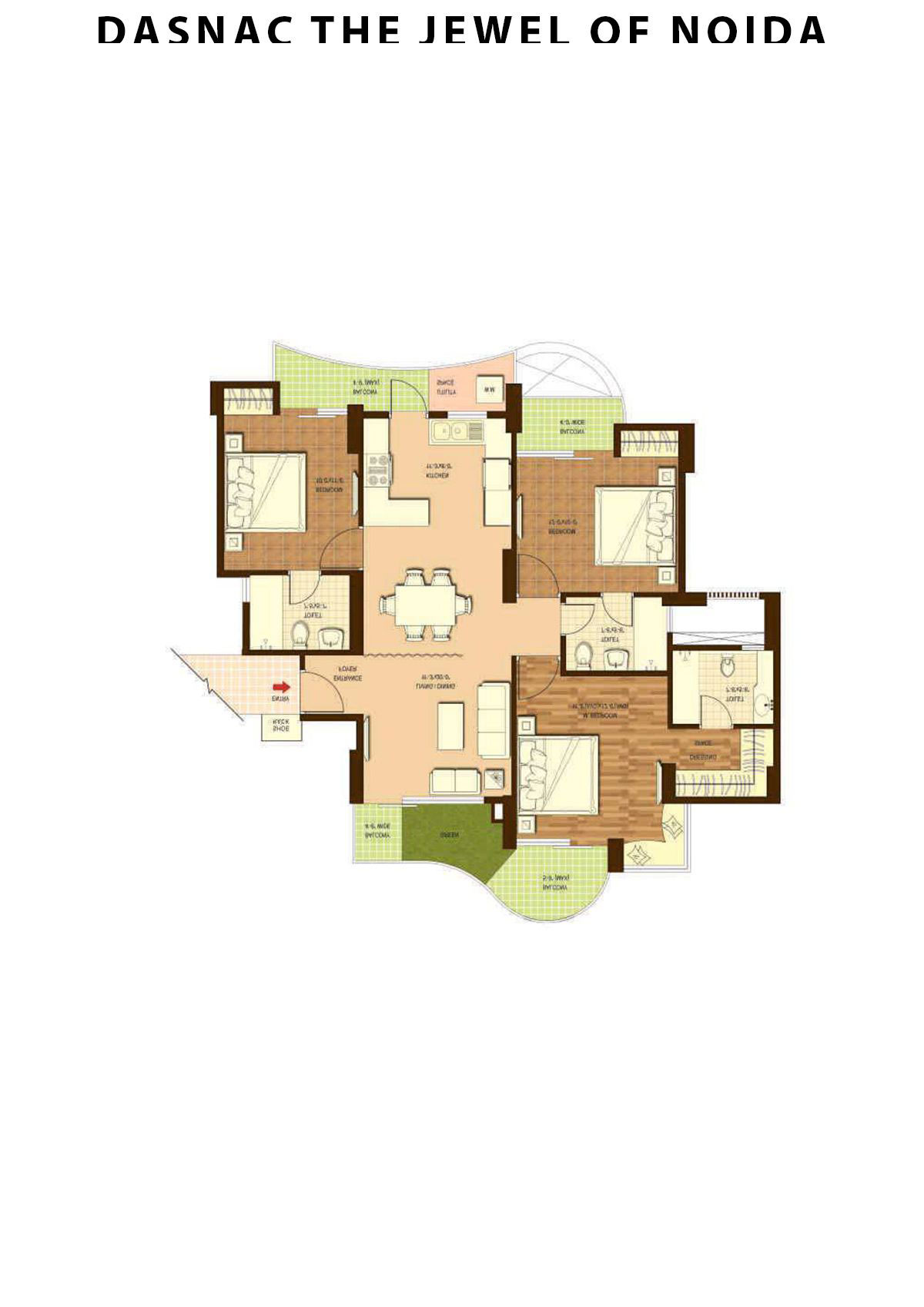 Dasnac The Jewel Of Noida Tower C Unit 2 Floor Plan