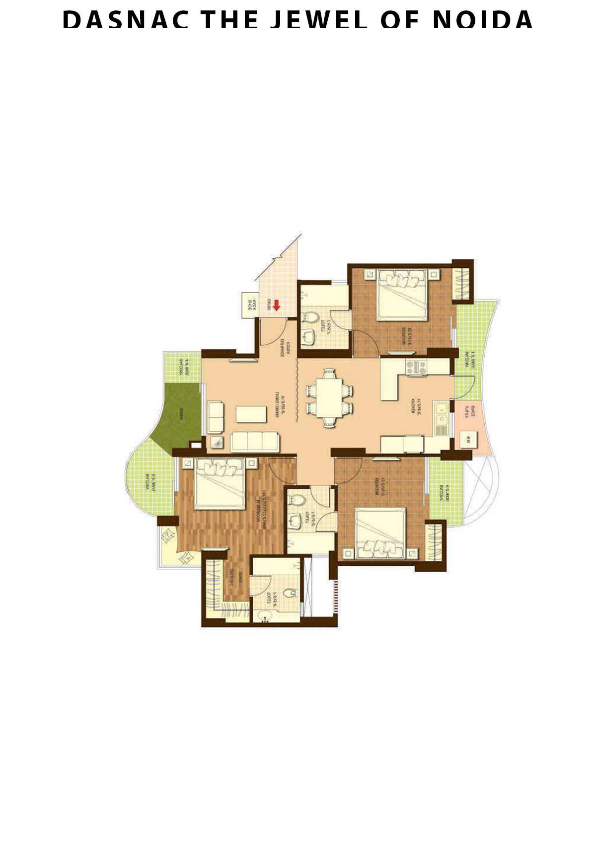 Dasnac The Jewel Of Noida Tower E Unit 2 Floor Plan