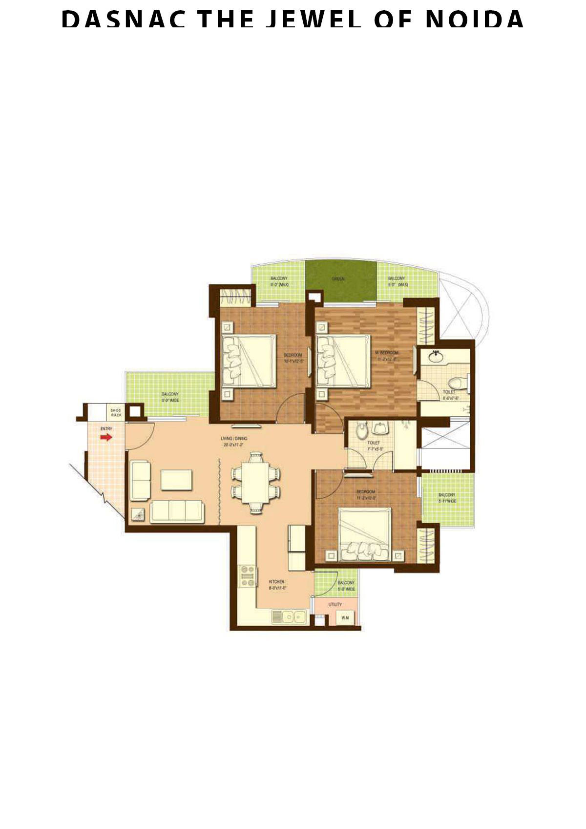 Dasnac The Jewel Of Noida Tower E Unit 4 Floor Plan
