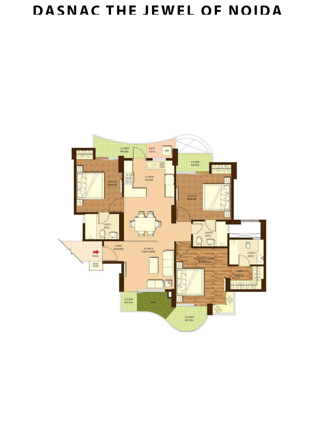 Dasnac The Jewel Of Noida Tower F Unit 1 Floor Plan