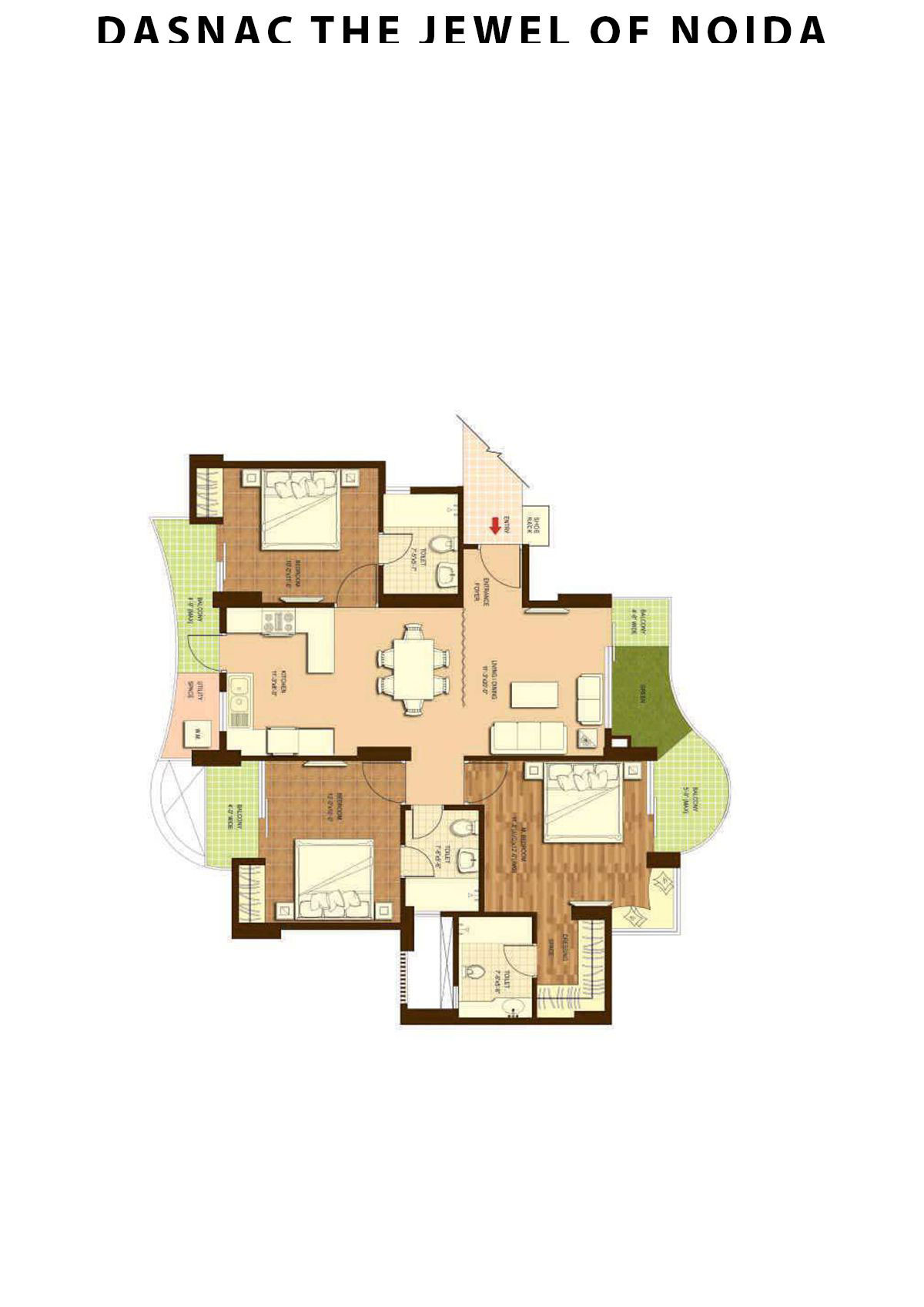 Dasnac The Jewel Of Noida Tower F Unit 2 Floor Plan