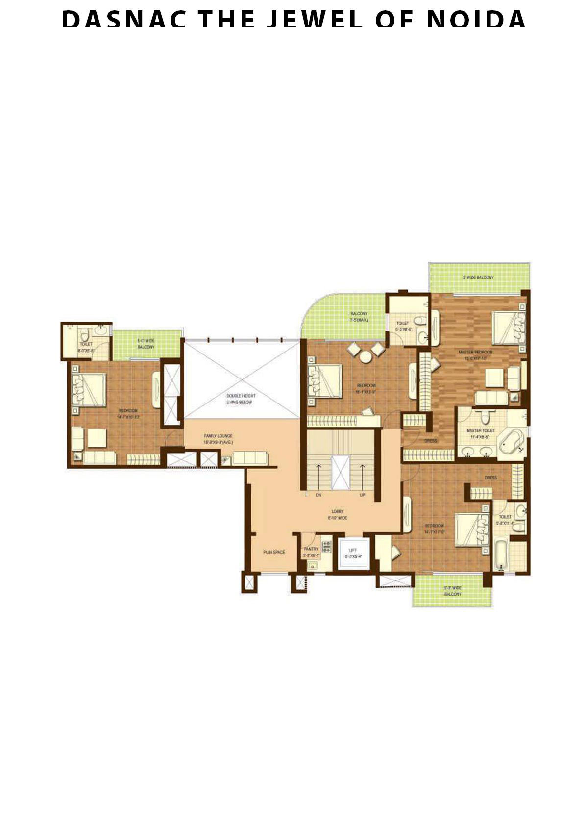 Dasnac The Jewel Of Noida Tower B Unit 3 (Triplex) Floor Plan