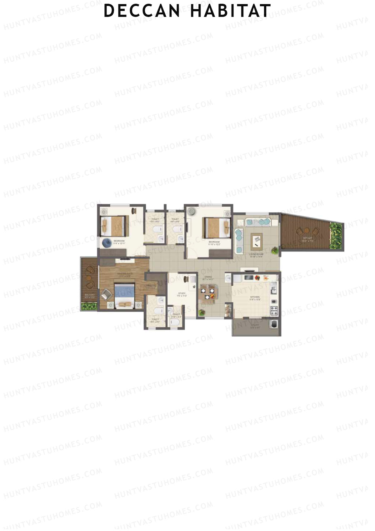 Deccan Habitat Tower 1 Unit 1 Floor Plan