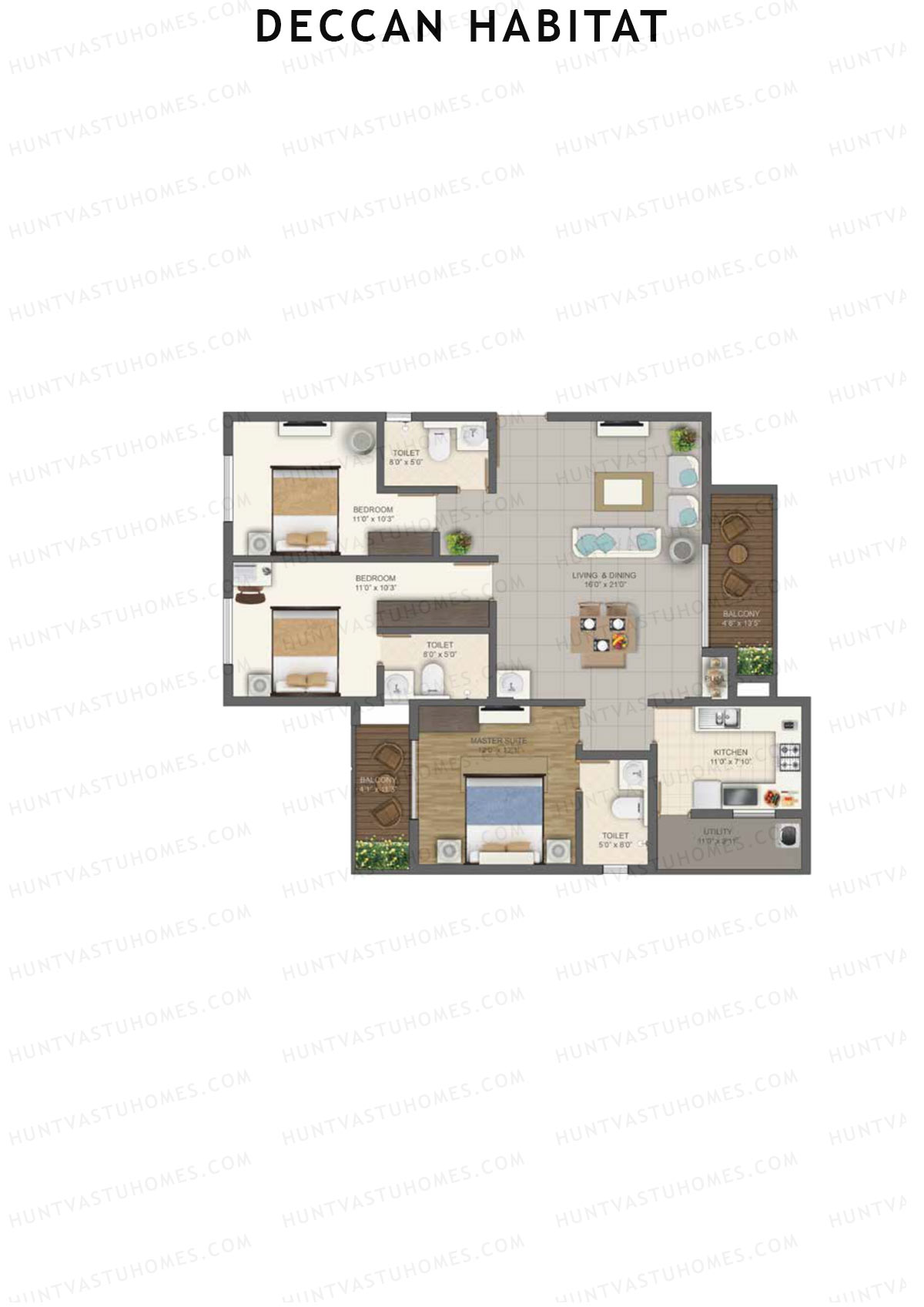 Deccan Habitat Tower 1 Unit 2 Floor Plan