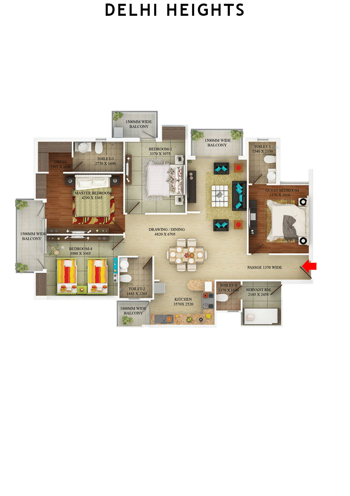 Delhi Heights Tower 1 Unit 1 Floor Plan