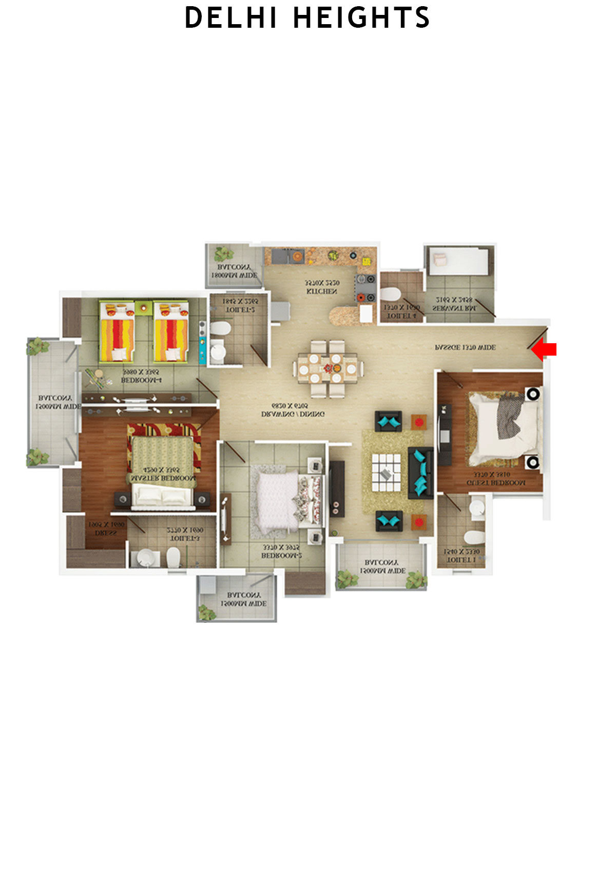 Delhi Heights Tower 1 Unit 4 Floor Plan