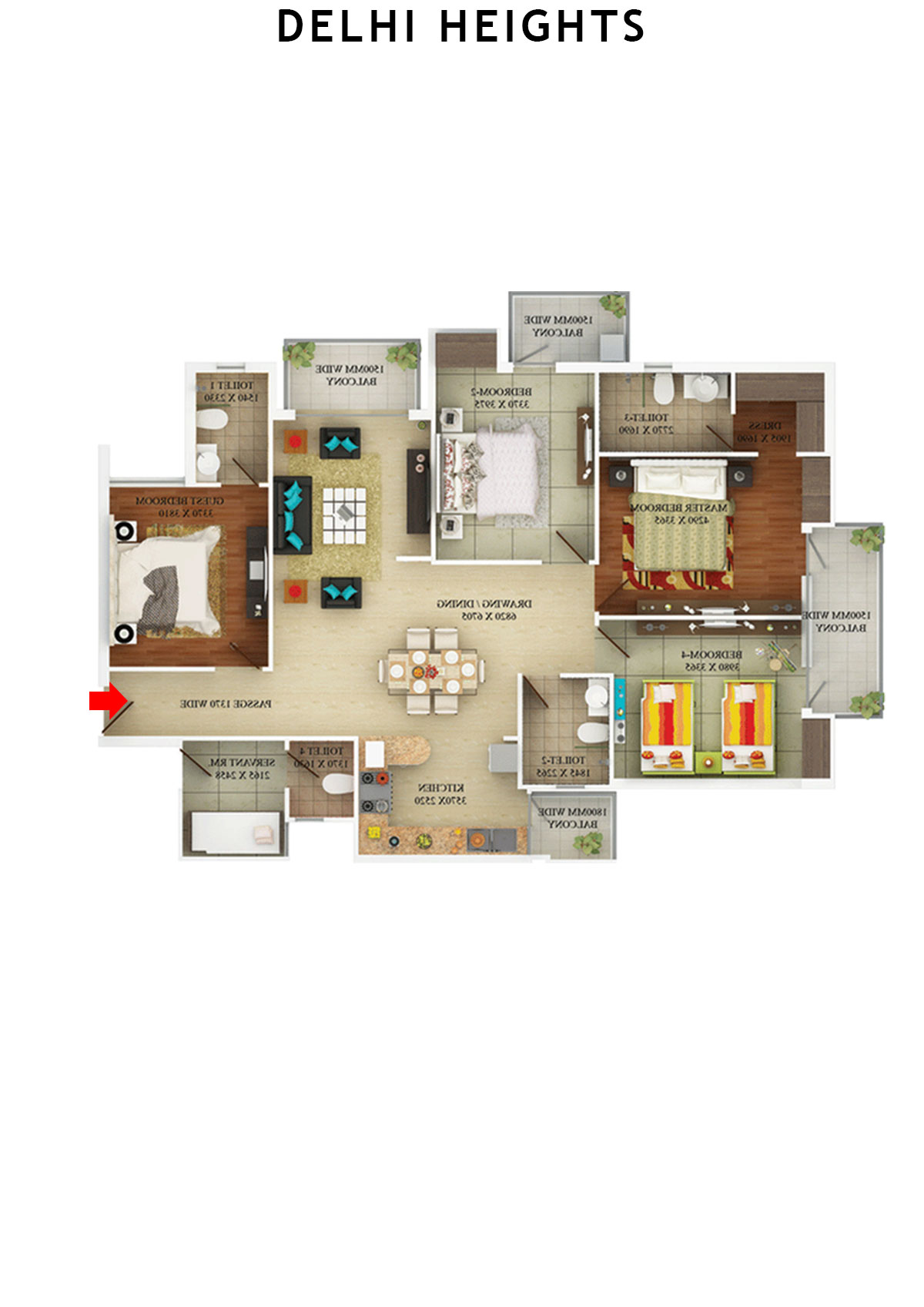 Delhi Heights Tower 2 Unit 1 Floor Plan