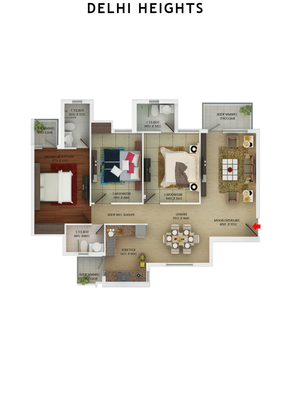 Delhi Heights Tower 2 Unit 2 Floor Plan